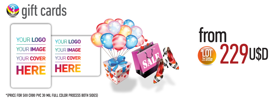 Gift card printing - from U$S229